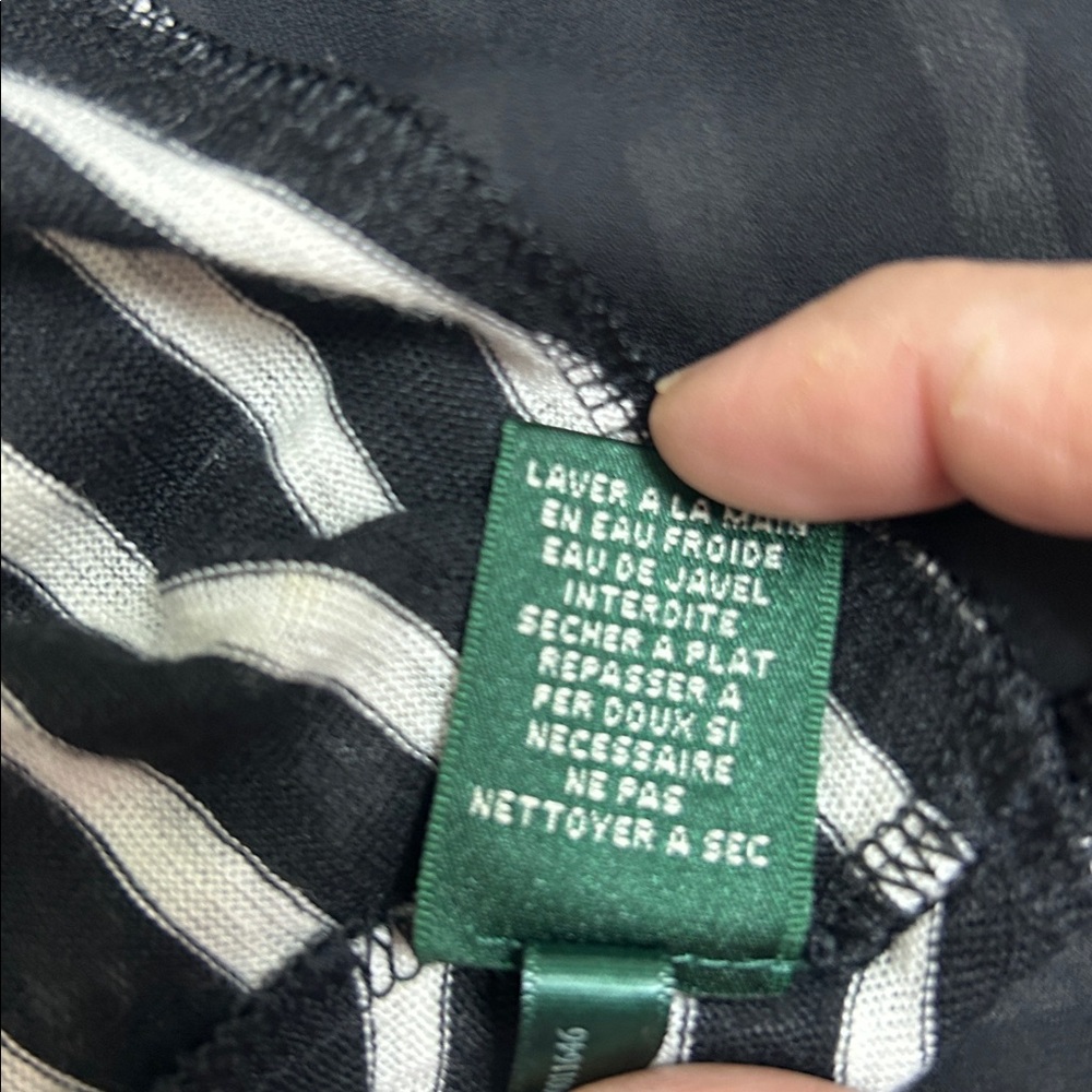 Lauren Ralph Lauren women  100% Linen.Black White Striped blouse XL.Vacation - Picture 12 of 12